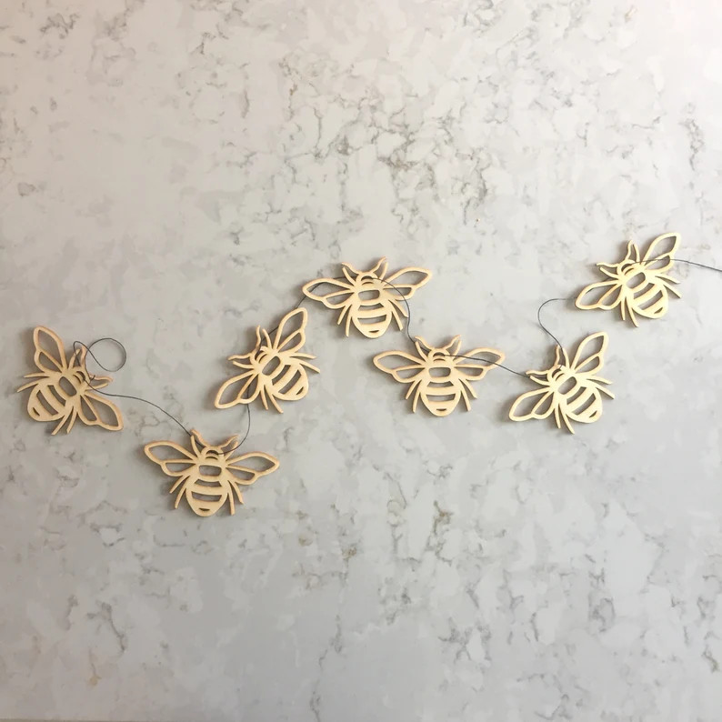 Bee garland // Bee Bunting // Bee Banner // Spring Decor // Summer Decor // Springtime Decor // P... | Etsy (US)