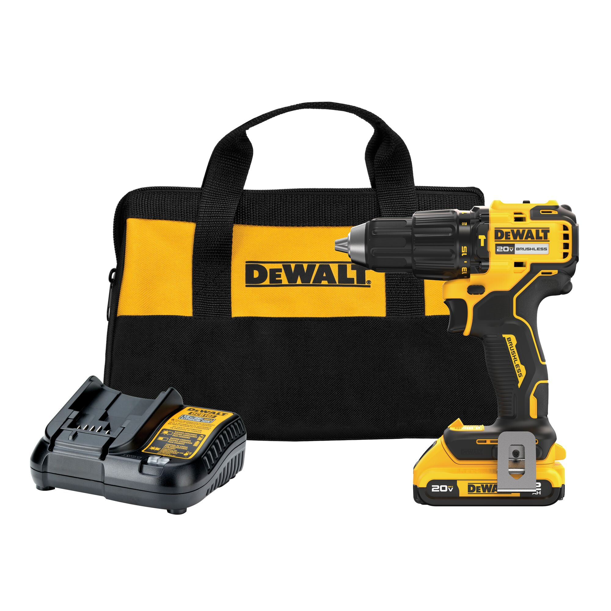 DEWALT 1/2-in 20-volt max Variable Speed Brushless Cordless Hammer Drill ( 1 -Batteries and Charger Included ) in Yellow | DCD798D1 | Lowe's