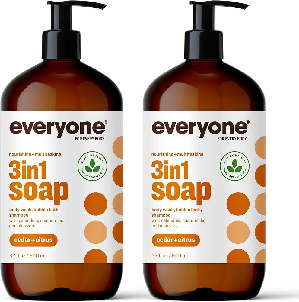 Everyone 3-in-1 Soap, Body Wash, Bubble Bath, Shampoo, 32 Ounce (Pack of 2), Cedar and Citrus, Co... | Amazon (US)