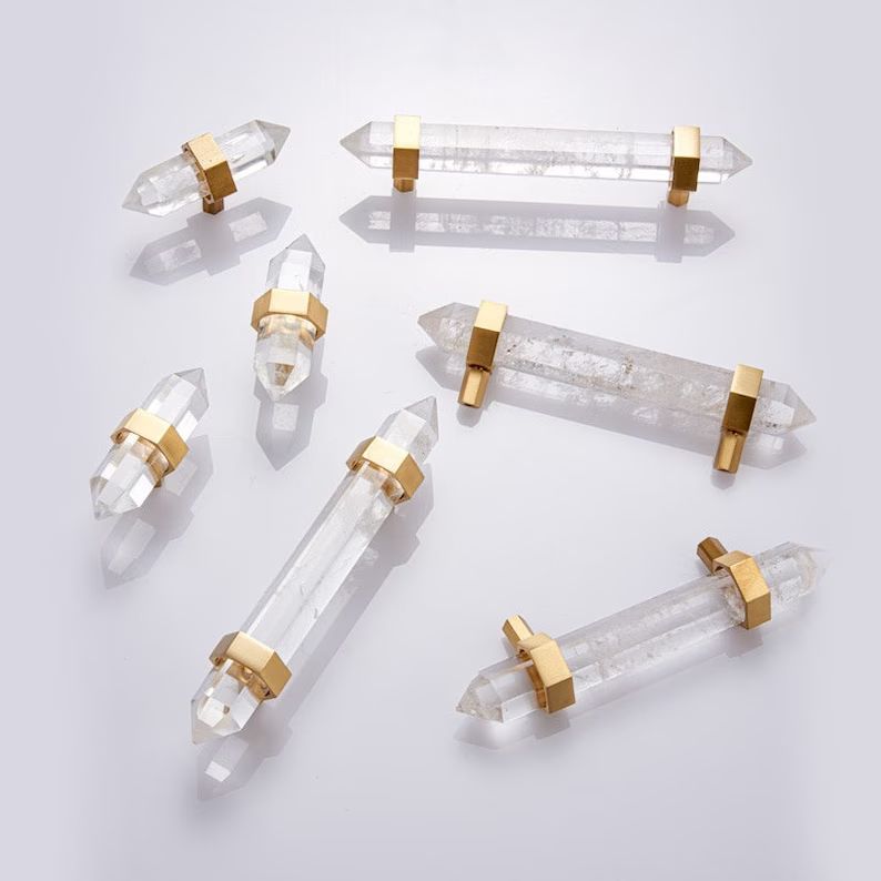 Luxury Hexagonal White Quartz Crystal Cabinet Bar Handle With - Etsy | Etsy (US)