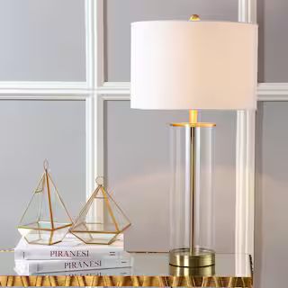 JONATHAN Y Collins 29 in. H Brass Gold Glass Table Lamp-JYL2005A - The Home Depot | The Home Depot