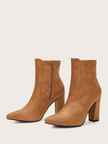 Point Toe Side Zip Ankle Boots | SHEIN