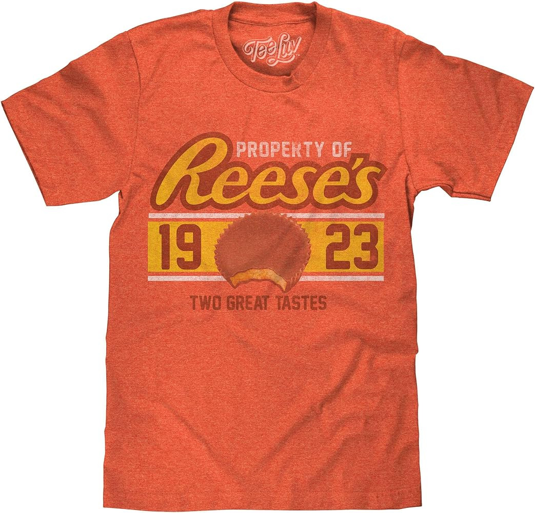 Tee Luv Men's Reese's Peanut Butter Cup T-Shirt - Retro Reeses Candy Logo Shirt | Amazon (US)
