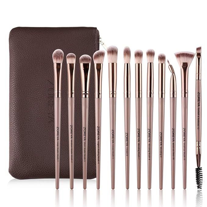 Z'OREYA Eye Makeup Brushes, 12 Pcs Professional Eye Brush Set Eyeshadow, Eyebrow, Blending, Fan, ... | Amazon (US)