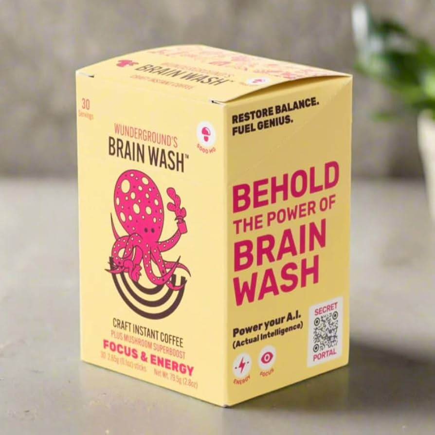 Wunderground's Brain Wash Craft Instant Coffee with Mushroom SuperBoost (30-Serving Carton) | Amazon (US)