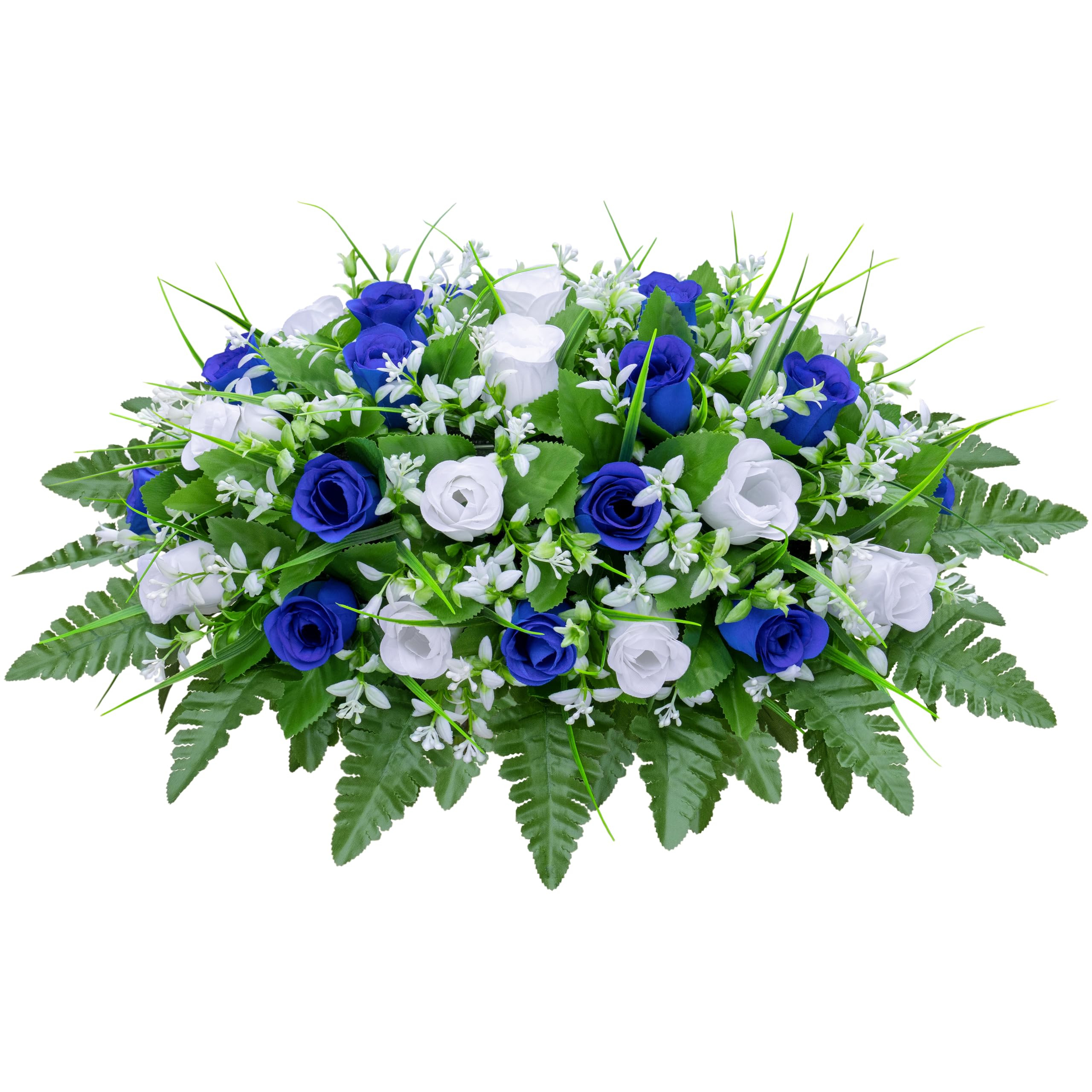 Artificial Cemetery Flowers Saddle-Shaped Tombstone Decorations Non-Fading UV-Resistant（Blue+Wh... | Amazon (US)