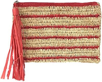 MAR Y SOL Emily Crochet Raffia Tassel Slim Clutch | Amazon (US)