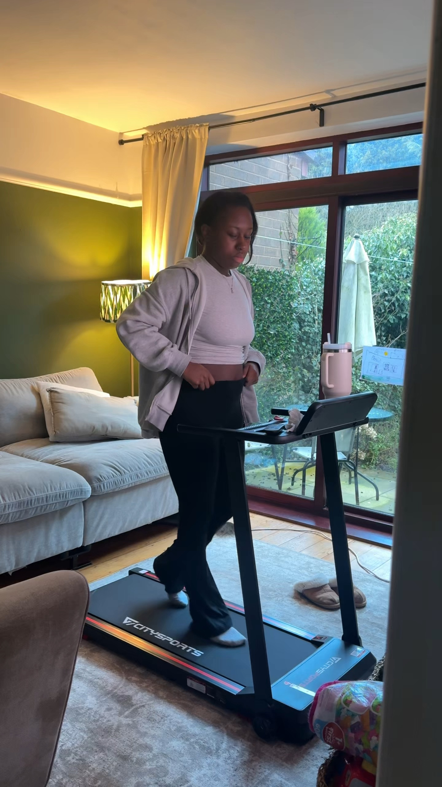 In my wellness era, my best purchase of the year so far 🩷🏃🏾‍♀️#tredmill #walkingpad #athomeworkout