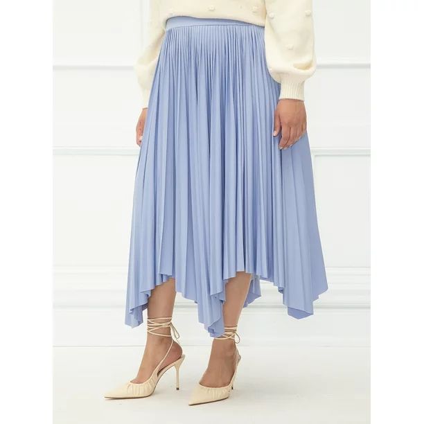ELOQUII Elements Women's Plus Size Handerchief Pleated Skirt | Walmart (US)