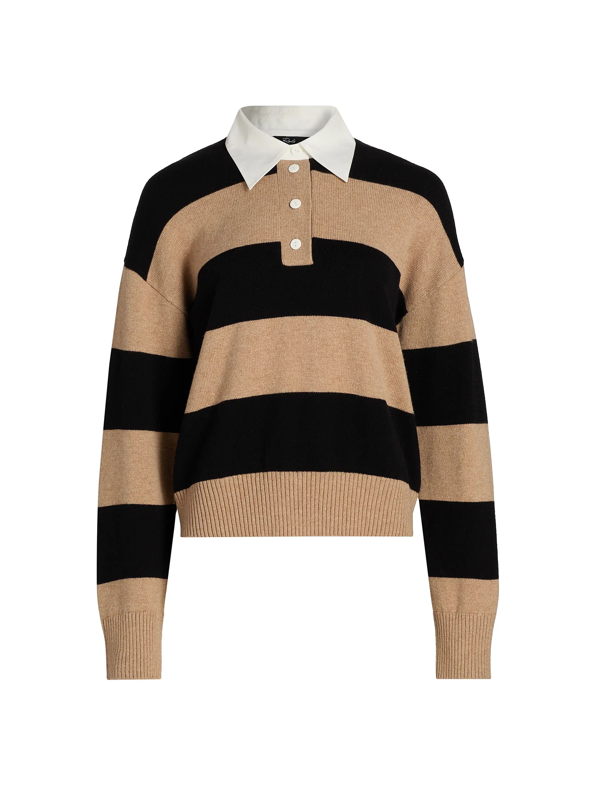 Rails Paxton Striped Cotton-Blend Polo Sweater | Saks Fifth Avenue | Saks Fifth Avenue