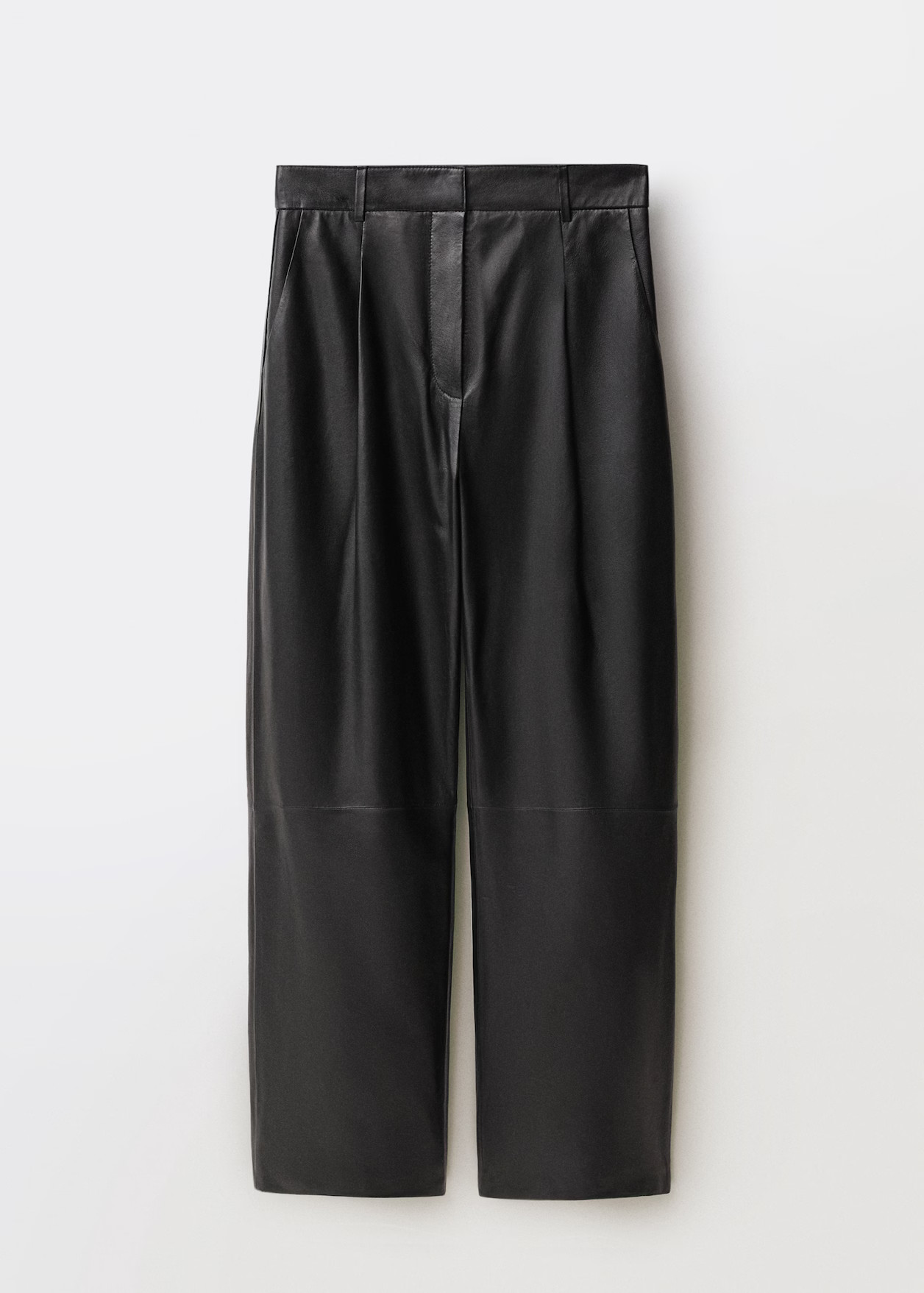 Straight leather trousers with pleat detail - Women | MANGO United Kingdom | MANGO (UK)