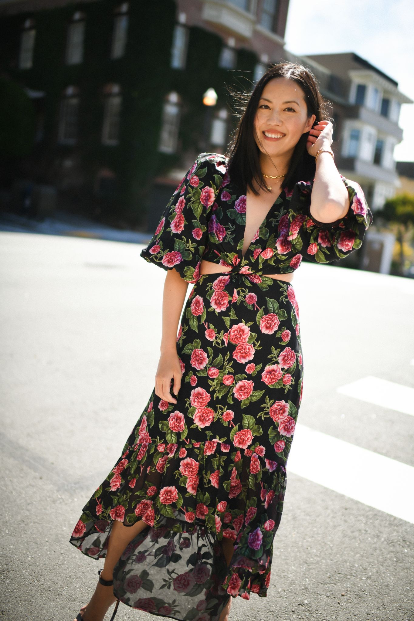 alice and olivia maxi dress sale Alice + Olivia Alice + Olivia Delora Fitted Long Sleeve Maxi Dress in Green