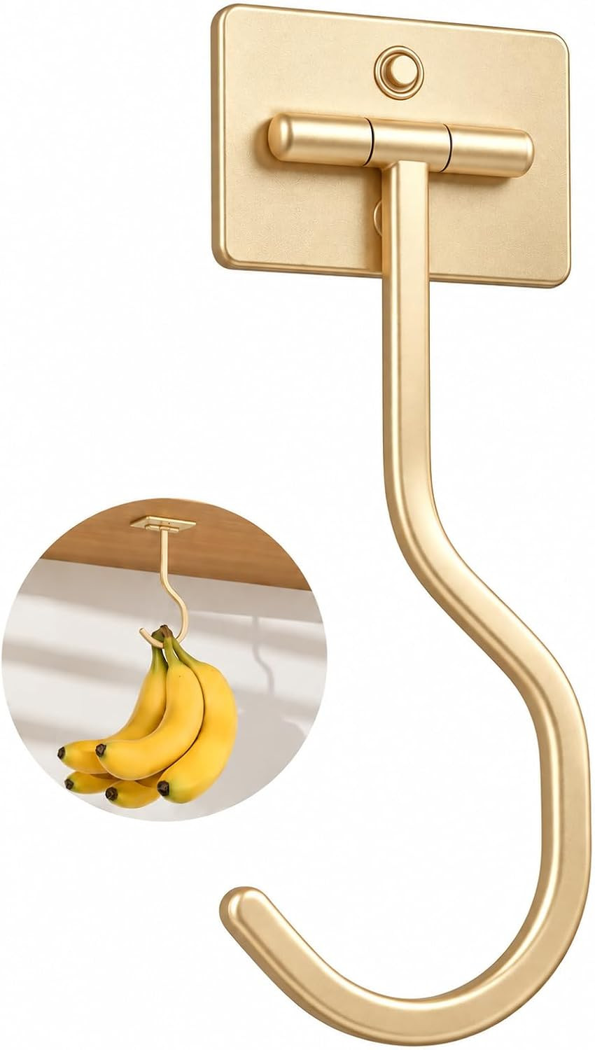 Adhesive Banana Hook Under Cabinet, Under Counter Banana Hanger, Gold | Amazon (US)
