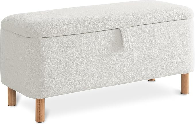 Storage Ottoman Bench for Bedroom End of Bed, Boucle Upholstered Padded Storage Bench for Entrywa... | Amazon (US)