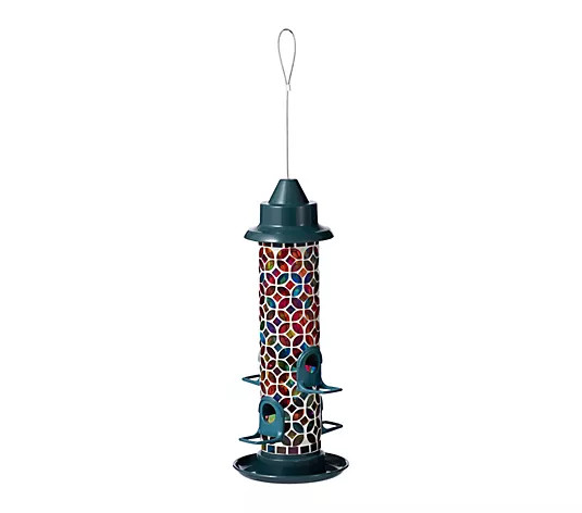 Make Your Selection: Glitzhome 20''H Glass Hanging Multi-Color Mosaic Birdfeeder | QVC