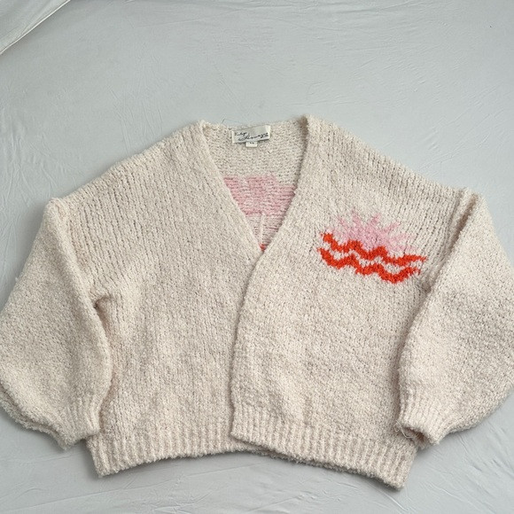 Vintage Havana cream multicolor jacquard back detail drop shoulder open cardigan | Poshmark