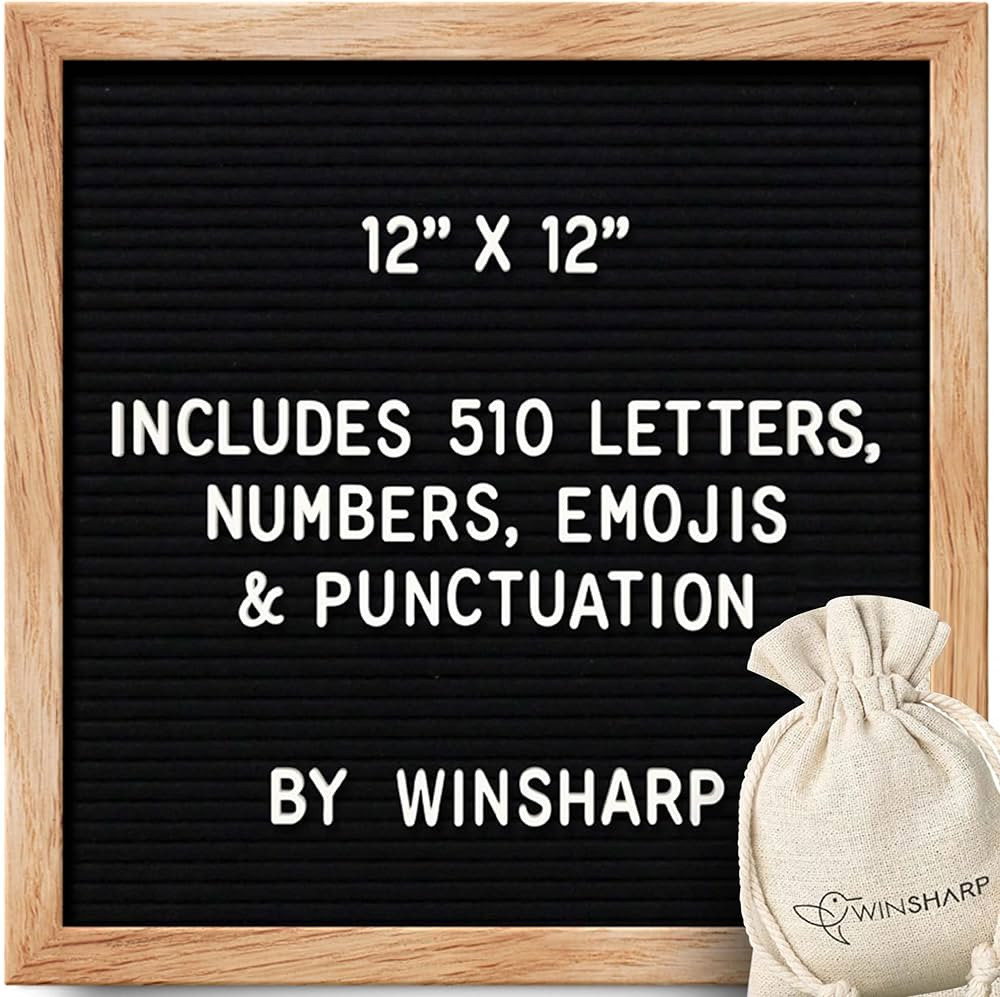 Changeable Felt Letter Board + Eisel Stand + Letters, Numbers (12" x 12") | Amazon (US)