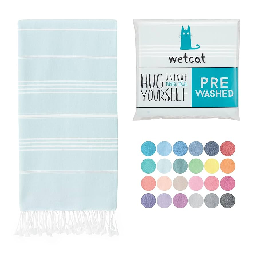WETCAT Turkish Beach Towel Oversized (38"x71") 100% Turkish Cotton, Made in Turkey - Sand Free, E... | Amazon (US)