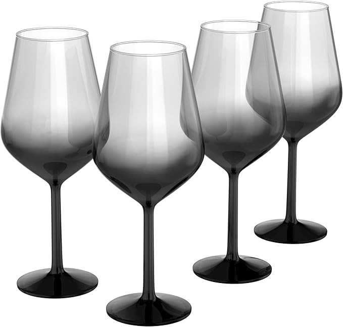 RAKLE Wine Glasses Set of 4 – 16.5oz Long Stem Black Wine Glasses for Red and White Wine – Pr... | Amazon (US)