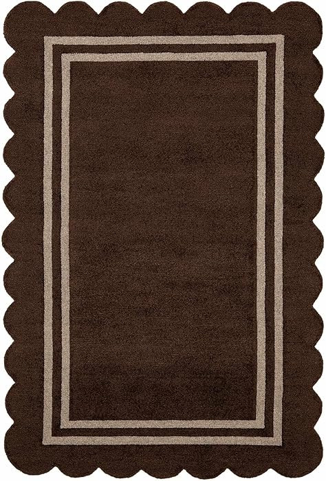 BoutiqueRugs Chogan Hand Tufted Wool Natural Fiber Area Rug with Scalloped Edges - Contemporary G... | Amazon (US)