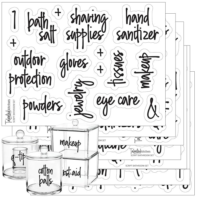 Talented Kitchen Script Bathroom Organization Labels – 105 Bathroom, Beauty & Makeup Preprinted... | Amazon (US)