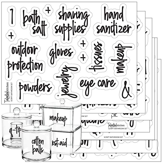 Talented Kitchen Script Bathroom Organization Labels – 105 Bathroom, Beauty & Makeup Preprinted... | Amazon (US)