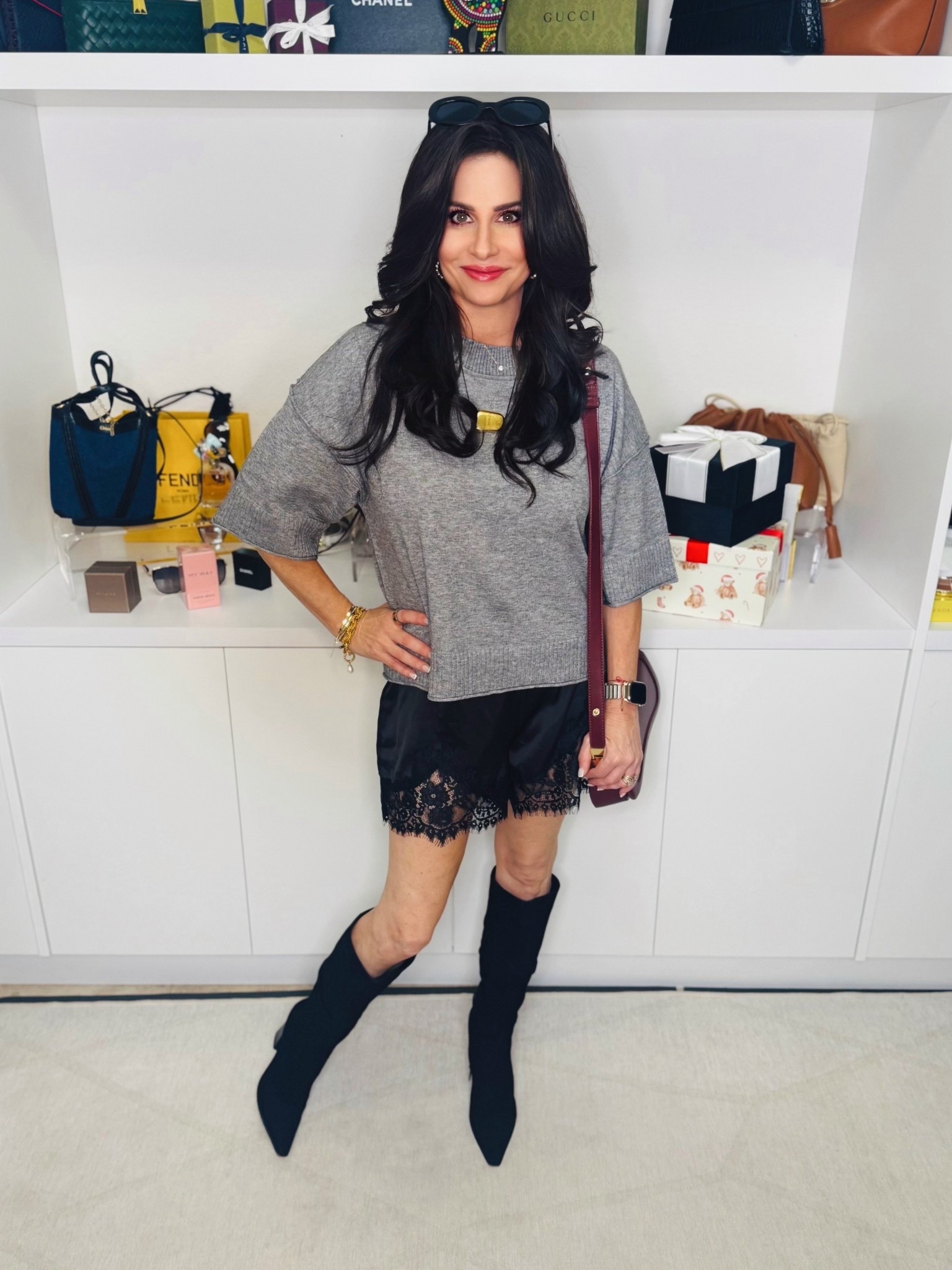 Once again these short sleeve sweater knit tops are amazing. Great for layering , to wear casual or dress up . Top sm , shorts xs , boots TTS 

#LTKSeasonal #LTKootd #LTKOver40