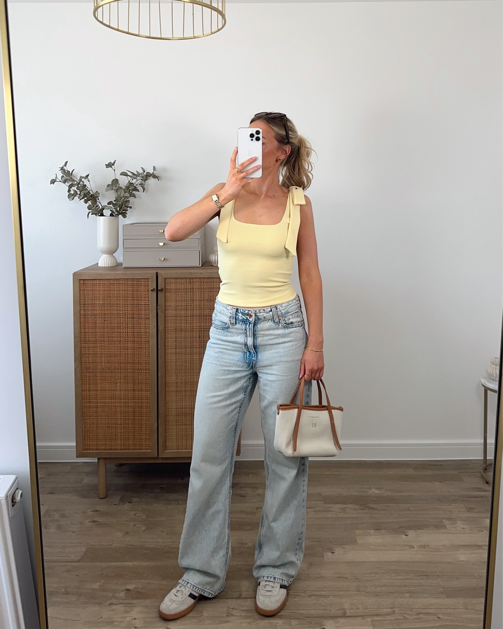 outfits I’ve been wearing recently 
yellow top size xs
jeans size 6 regular length 
Navy top size 4-6
jeans waist 25l29
white jumper size small
linen trousers size 8 regular length
beige skirt size xs
Leather jacket size small
blue top size 8
White jeans size 6 

#LTKeurope #LTKuk #LTKsummer