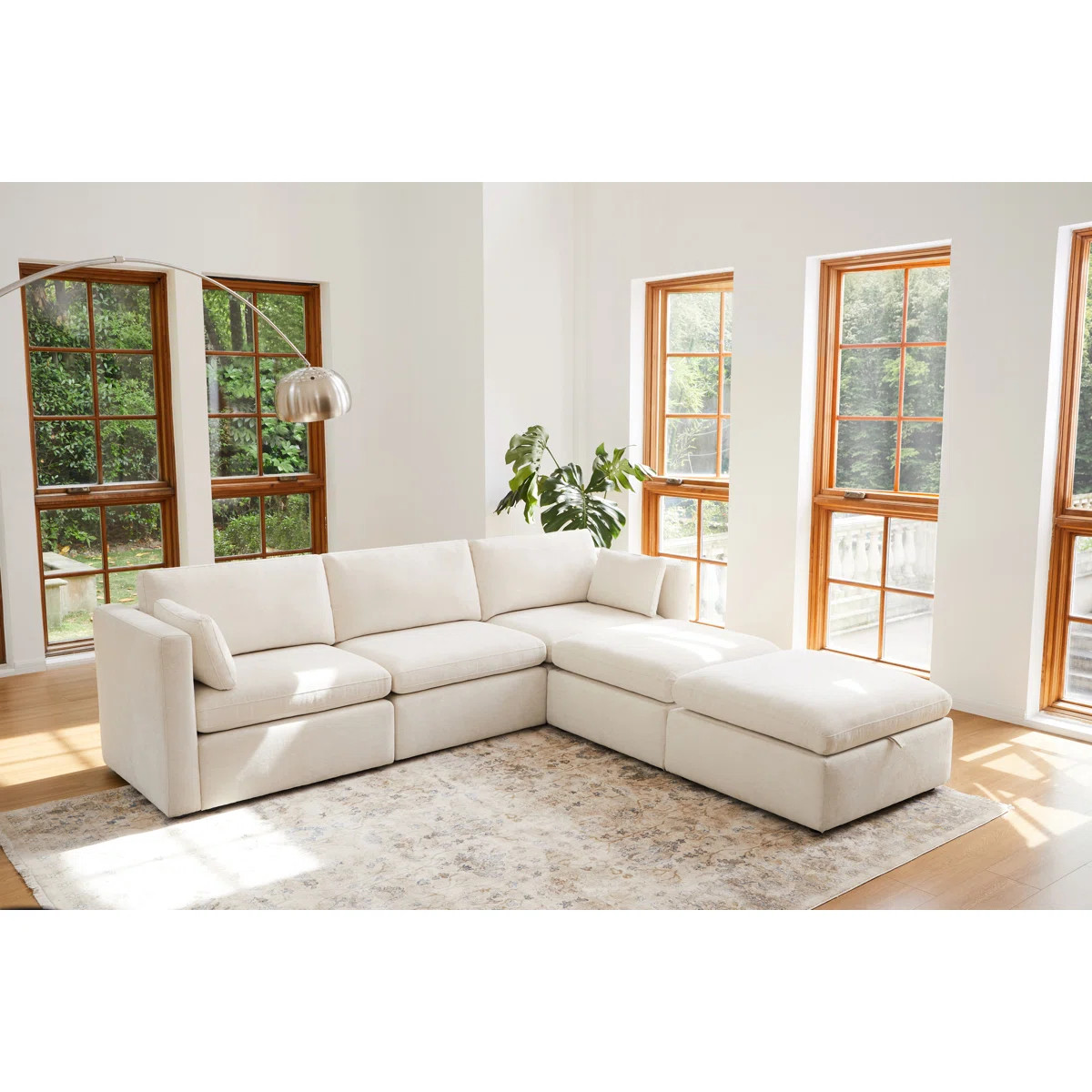 Winfree 5 - Piece 112.6" Upholstered Modular Sectional Sofa with 2 Ottoman | Wayfair North America