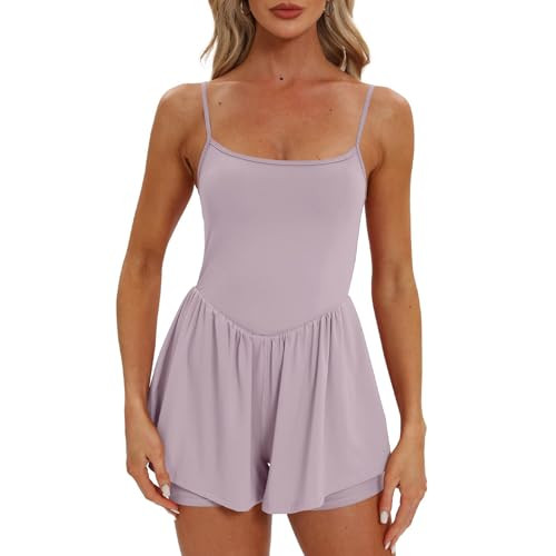 Loose Rompers For Women Summer Rompers For Women 2024 Sleeveless Athletic T Shirts Shorts Jumpsuits Double Lined Sexy Athletic Overalls With Pockets Deals Of The Day Clearance Prime Purple | Amazon (US)