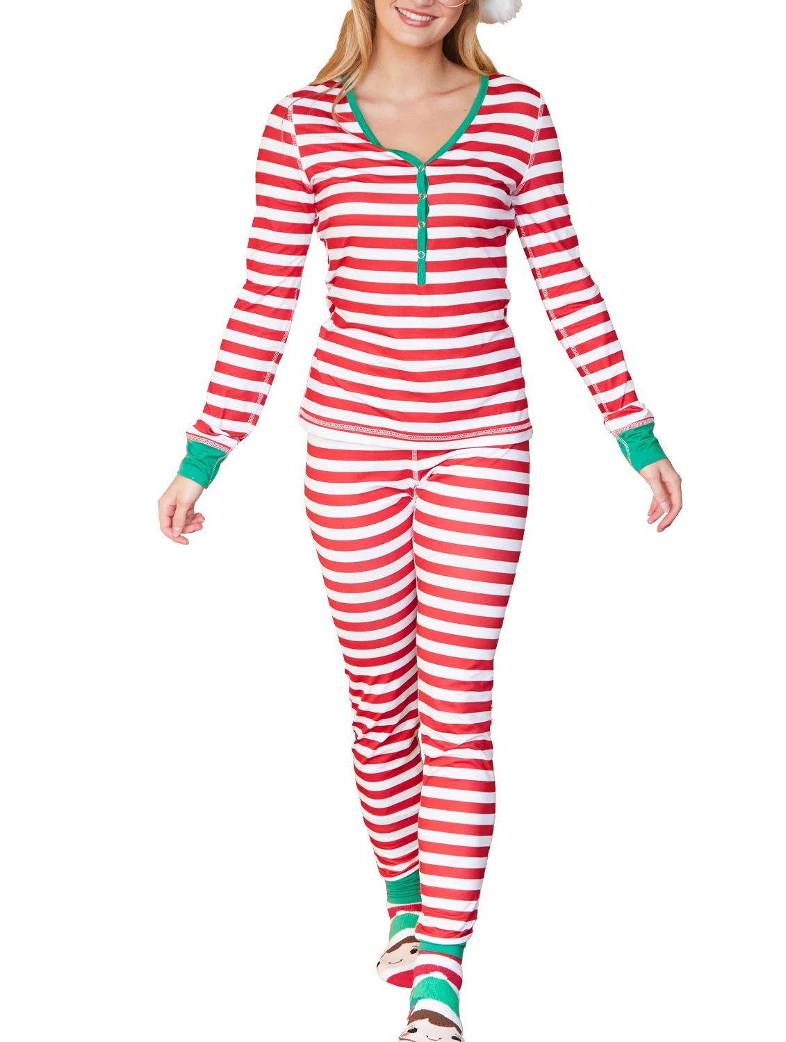 Doublju Women's Long Sleeve Striped Pajama Sleepwear 2 pcs Set (Plus Size Available) - Walmart.co... | Walmart (US)