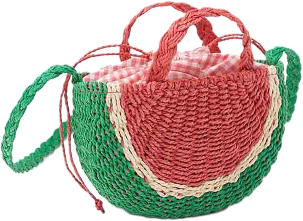 Watermelon Shaped Handbag Straw Tote Bag Summer Crossbody Bag for Outdoor Camping Beach Picnic an... | Amazon (US)