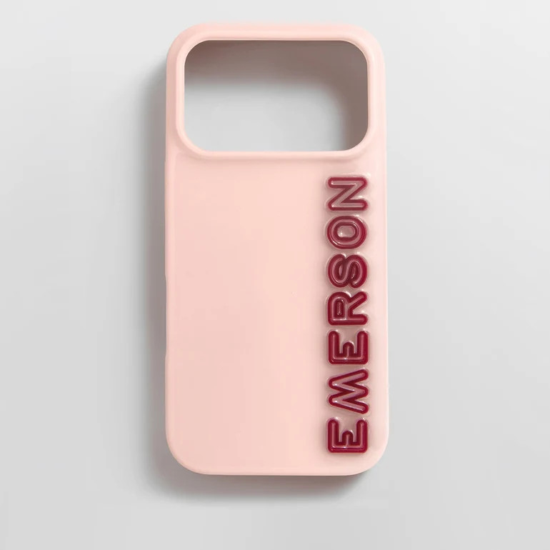 Fine Line Custom iPhone Case - Baby Pink/Maroon | BaubleBar