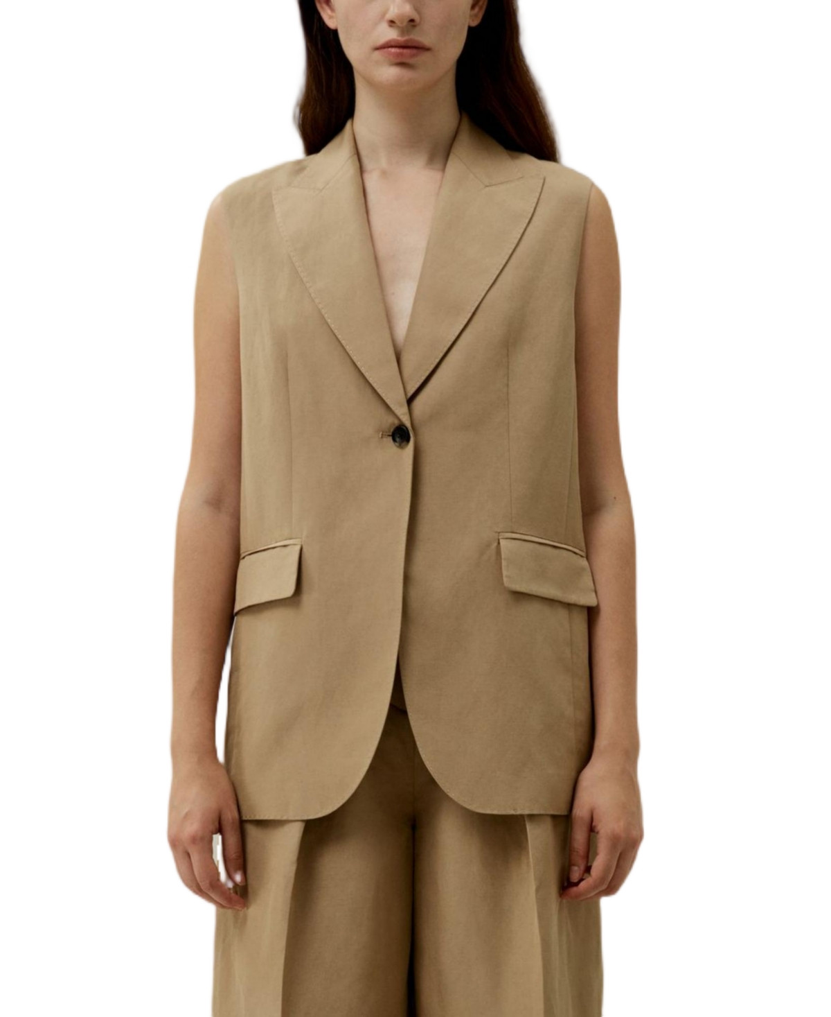 Single Button Sleeveless Lapel Blazer - Oak | Macy's