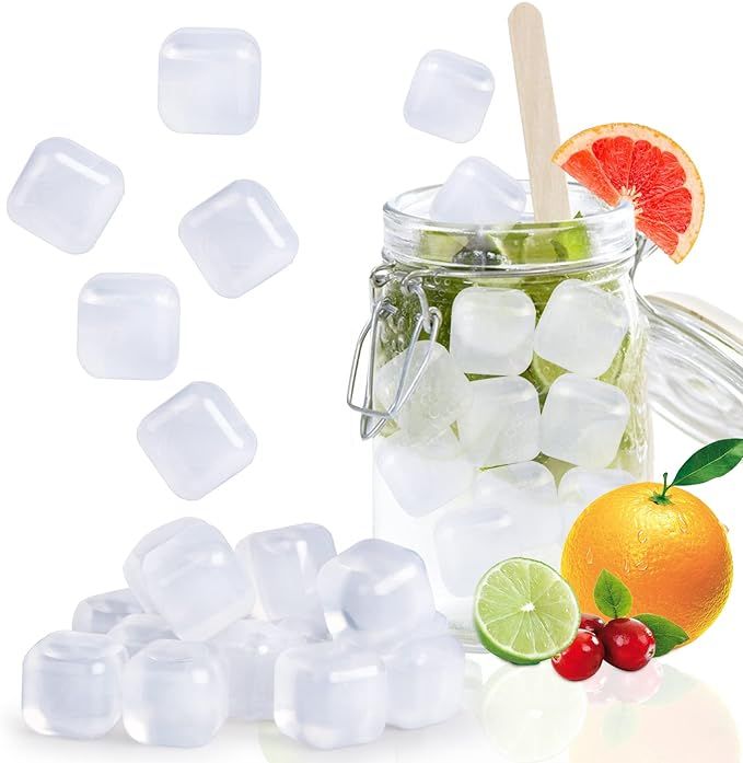 Tngan Reusable Ice Cube, 65 Pack Reusable Ice Cubes for Drinks, Washable Non-Melting Plastic Ice ... | Amazon (US)