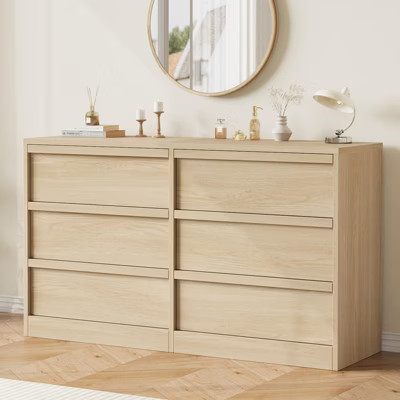 6 Drawer Dresser for Bedroom, Modern Double Dresser Organizer with 6 Drawers Large Storage, Wooden Chest of Drawers for Living Room, Nursery, Hallway | Target
