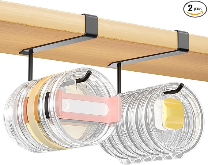 2 Pack Tumbler Lid Organizer, Under Cabinet Cup Lid Holder for Yeti Insulated Mug/Stanley Insulat... | Amazon (US)