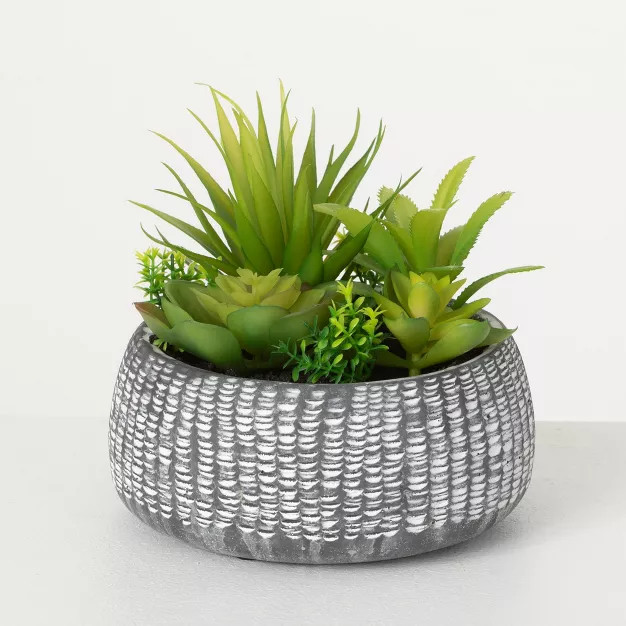 Sullivans Artificial Succulent In Cement Planter 6"H Green | Target
