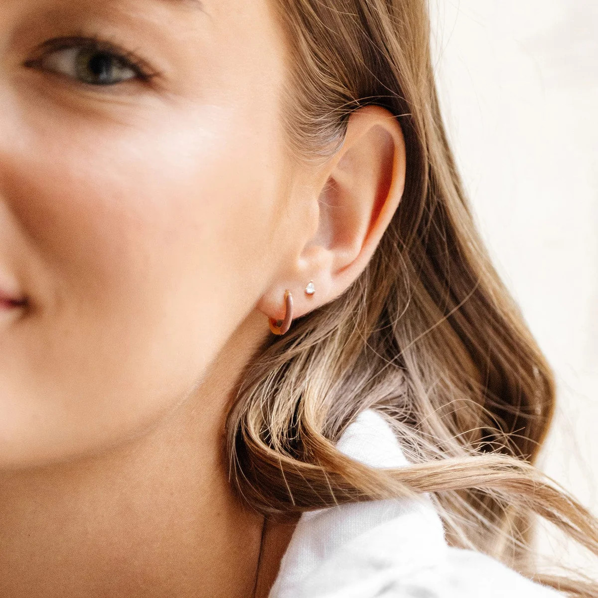 CZ Enamel Hoop Earrings | Made by Mary (US)