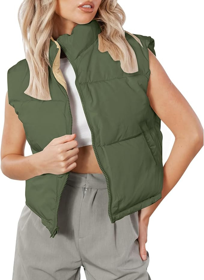 OWIN Womens Winter Puffer Vest Stand Up Collar Zipper Quilted Down Jacket Coats Padded Gilet with... | Amazon (US)