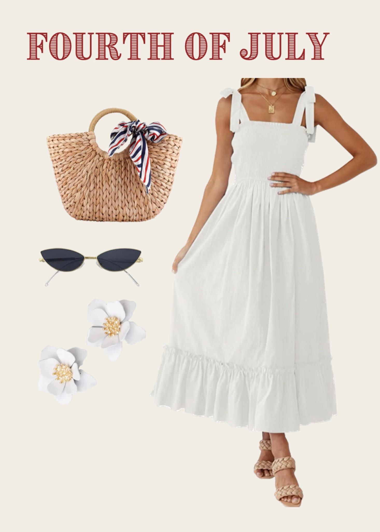Fourth of July outfit 
Amazon summer finds 
White dress 
Flower earrings 


#LTKitbag #LTKunder50 #LTKstyletip