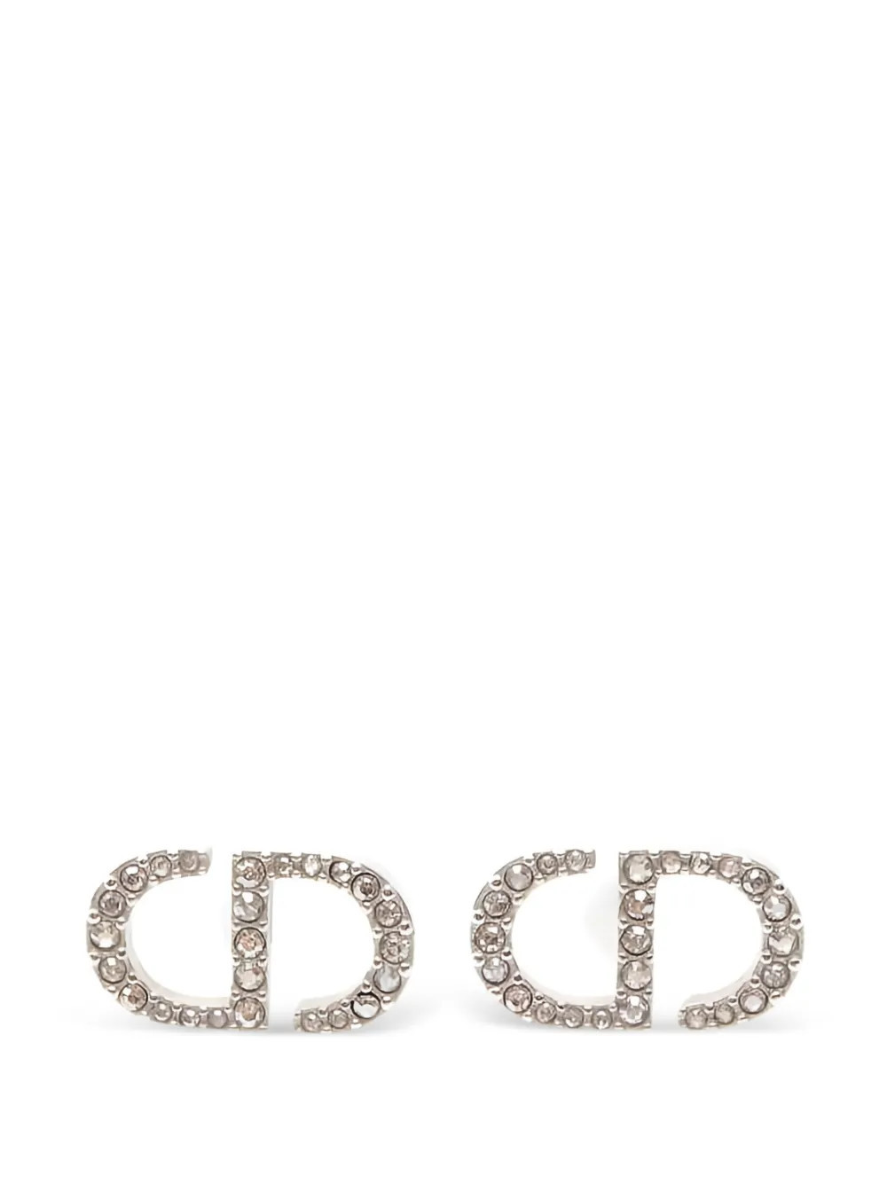 Christian Dior Pre-Owned 2000s Petit CD rhinestone stud earrings - Silver | Farfetch Global