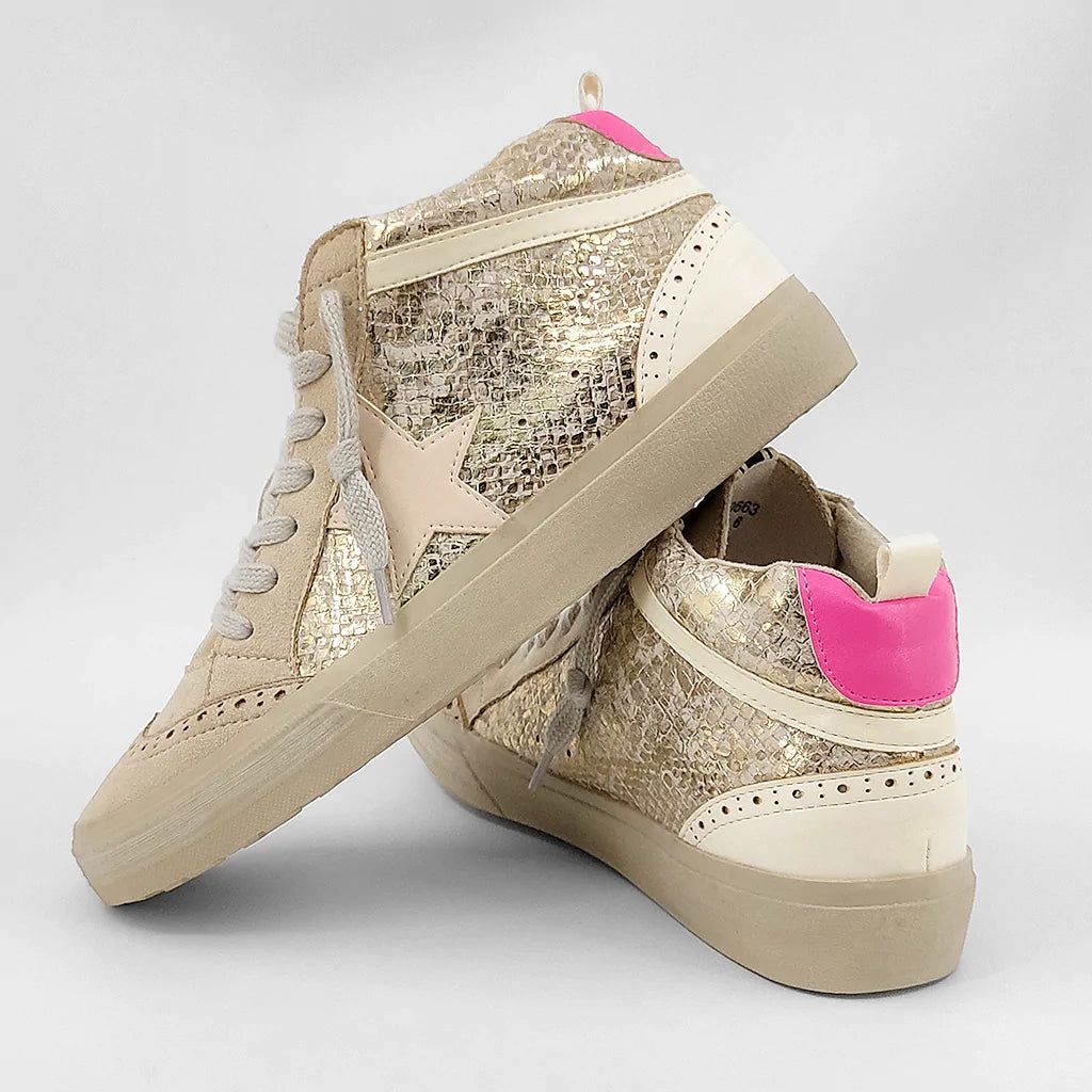 The Lina Star Sneakers Gold Snake | Wave Avenue Boutique