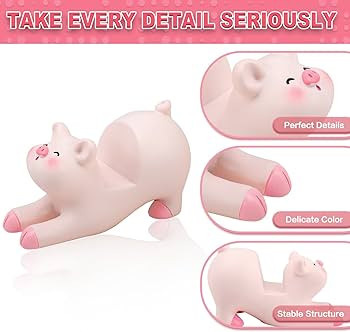 Cute Pig Phone Holder – Pink Resin Cellphone Stand for Desk, Animal Desktop Accessory and Offic... | Amazon (US)