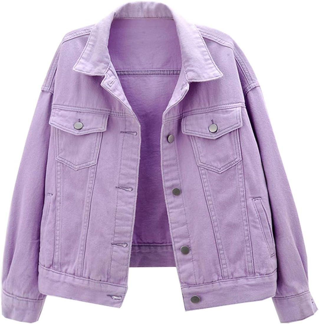 LifeShe Women's Basic Button Down Denim Jean Jacket Coat | Amazon (US)