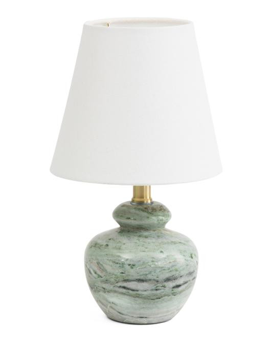 8x13 Rechargeable Solid Marble Table Lamp With Linen Shade | TJ Maxx