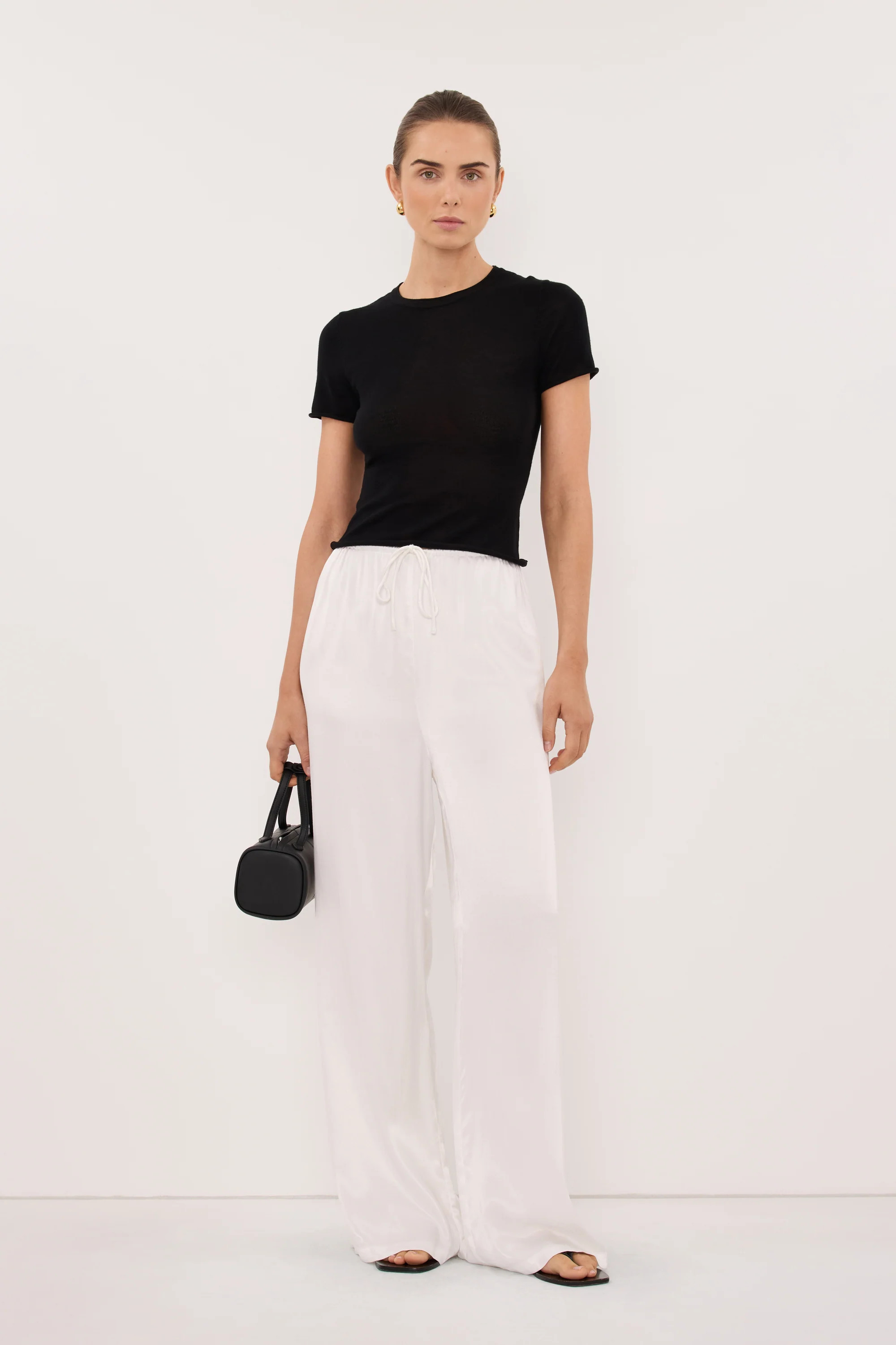 MYA WHITE SATIN PANT | DISSH