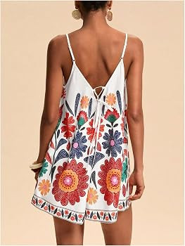 Milumia Women's Tropical V Neck Romper Summer Vacation Boho Beach Outfits | Amazon (US)