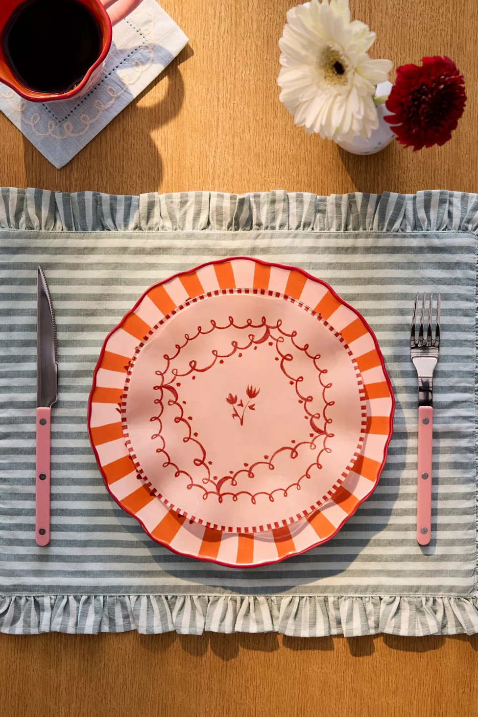 Floral Striped 7-inch Ceramic Dessert Plate | Urban Outfitters (US and RoW)