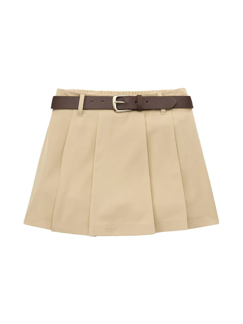 Weekend Academy Girls Pleated Mini Skirt with Removable Belt and Built-In Shorts, Sizes 4-18 - Wa... | Walmart (US)